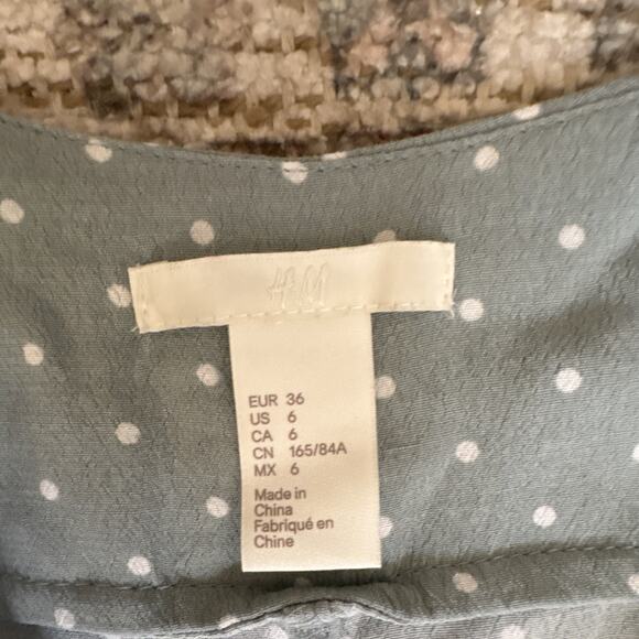 Sage Green Polka Dot Midi Dress Puff Sleeve Romantic Cottagecore Coquet - 6 - Picture 3 of 8